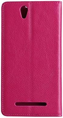 HYAIT SONY C3 Premium Luxury Handmade Executive Flip Litchi Patterns Leather Case Cover For XPERIA C3 - HOT PINK