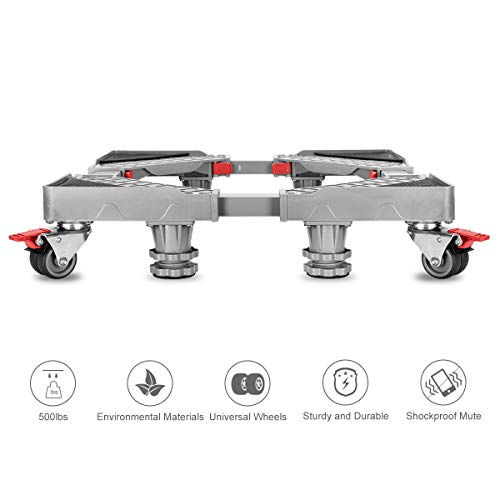 Furniture Dolly Roller Movable Base Size Adjustable with 8 Locking Rubber Swivel Wheels and 8 Feet, Pedestal Telescopic Base for Portable Washing Machine Refrigerator Washer Dryer