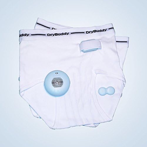 DryBuddy1 True Wireless, Mobile Bedwetting, Enuresis and Incontinence Alarm for use at Home and Away. 2 Wetness Sensing Briefs 28"-30"/71-76 cms. For Children and Adults.