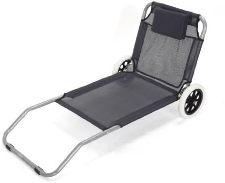 Folding Beach Chair With Wheels Beach Wheelchair Pool Sun Deck Lie Anthracite Grey Amazon Co Uk Garden Outdoors
