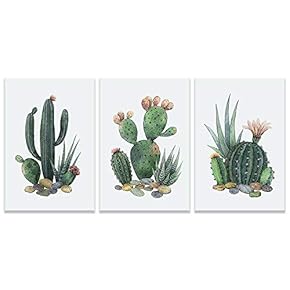 Green Succulent with Red Flowers Painting Artwork for...
