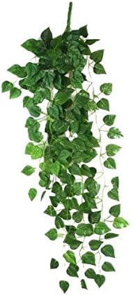English Ivy Garland, Dadoudou Atificial Fake Hanging Vine Plant Leaves Ivy Bouquet Garland Home Garden Wall Decoration for Wedding Decoration Pack of 2 (Green)