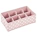 mDesign Fabric 8-Section Divider Drawer Organizer Bin for Baby Nursery Dresser, Closet, Shelf, Changing Table Organization, Hold Clothes, Toys, Diapers, Bib, Blanket - 2 Pack, Pink/White Polka Dot