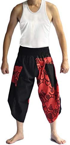 Siam TrendyMens Harem Pants Design Japanese Style Pants One Size Black and Circle Design