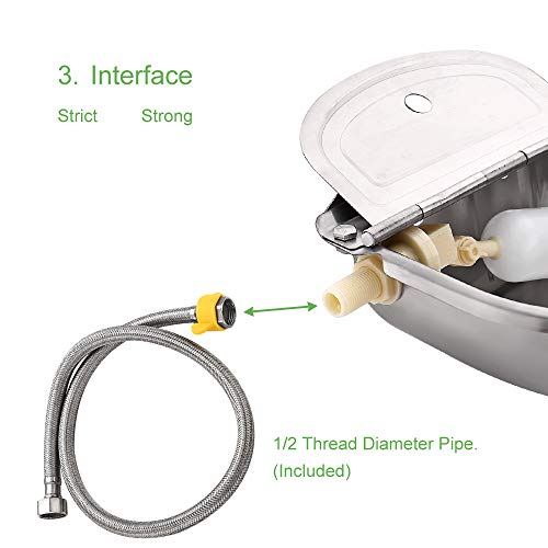 CPROSP Animal Drinking Bowl Automatic Water Feeder Bowl with Pipe Hose Stainless Steel Pet Supplies - Thumbnail 4