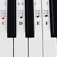 Piano Stickers for 49/61/ 76/88 Key Keyboards - Transparent and Removable with Free Piano Ebook; Made in USA