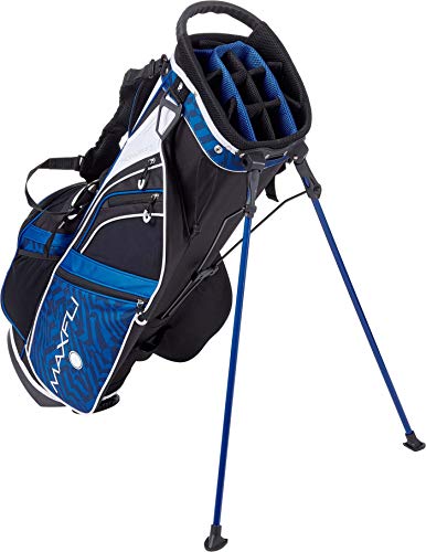 Maxfli 2019 Honors Plus Golf Stand Bag Lightweight 14-Way Top 3 Dividers w/Insulated Pocket & Cart Strap Channel (White/Blue)