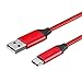 USB Type C Cable 3ft Fast Charger Nylon Braided Quick Charge USB-C 2.0 Cord for Nextbit Robin, ZTE Zmax Pro, LG V30 V20 G6 G5, Nexus 6P 5X, Google Pixel,Samsung Galaxy S8 Note 8 - Red