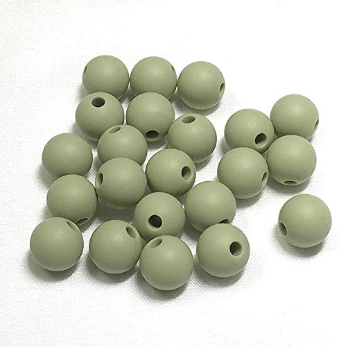 BLUE RABBIT CO Silicone Beads for Keychain Making, Necklace, Bracelet (15mm, 100pc, Olive)