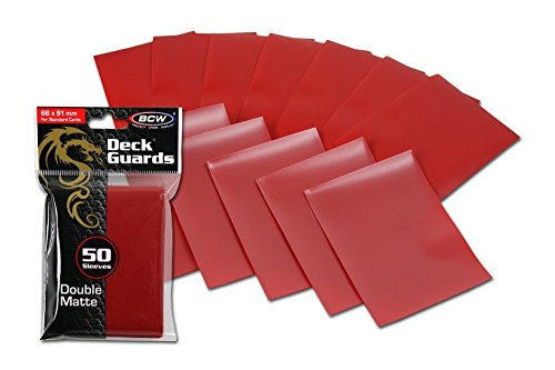 100 Premium Red Double Matte Deck Guard Sleeve Protectors for Gaming Cards like Magic The Gathering MTG, Pokemon, YU-GI-OH!, & More.
