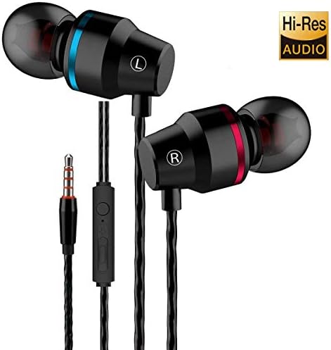 Earbuds Ear Buds in Ear Headphones Wired Earphones with Microphone Mic Stereo and Volume Control Waterproof Wired Earphone Compatible With Iphone Samsung Mp3 Players Tablet Laptop 3.5mm[METAL EARBUDS]