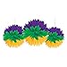 Mardi Gras Party Fluffy Hanging Decorations, 3 Ct.