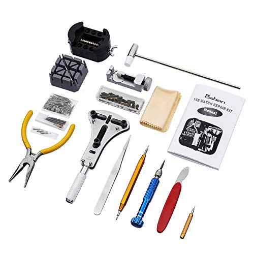 [2018 Newest Version] Baban 168 Pcs Watch Repair Kit, Watch Tool Kit Professional Spring Bar Tool Set Larger Adjustable Case Opener, Forceps, Watch Band Link Pin Watch Band Remover - Thumbnail 7