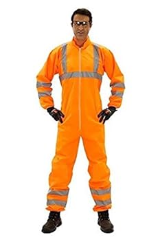 10 x Einweganzug für Karneval Fasching Verkleidung Kostüm/Einweg-Warnschutz-Overall Anzug/Schutzanzug mit Signalfarbe orange 
