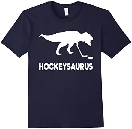Mens Funny Hockey Dinosaur T-Shirt Gift (Hockey Shirt) Large Navy