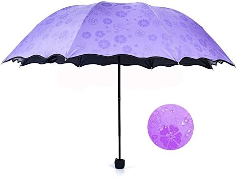 Alotm Windproof Travel Umbrella Mini Compact Lightweight Folding Sunshade UV Protection Outdoor Sports Umbrellas for Women Girls Kids - Magical Bloom Flower in Rain Water