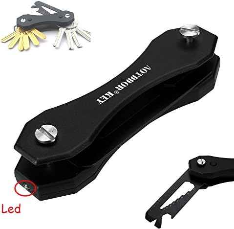 DDLight Multi Function Pocket EDC key Organizer Aluminum Key Clip Keys folder Keychain Bar Tool mini Led Flashlight Bottle Opener Wrench Screwdriver Ruler Pry Bar for outdoor