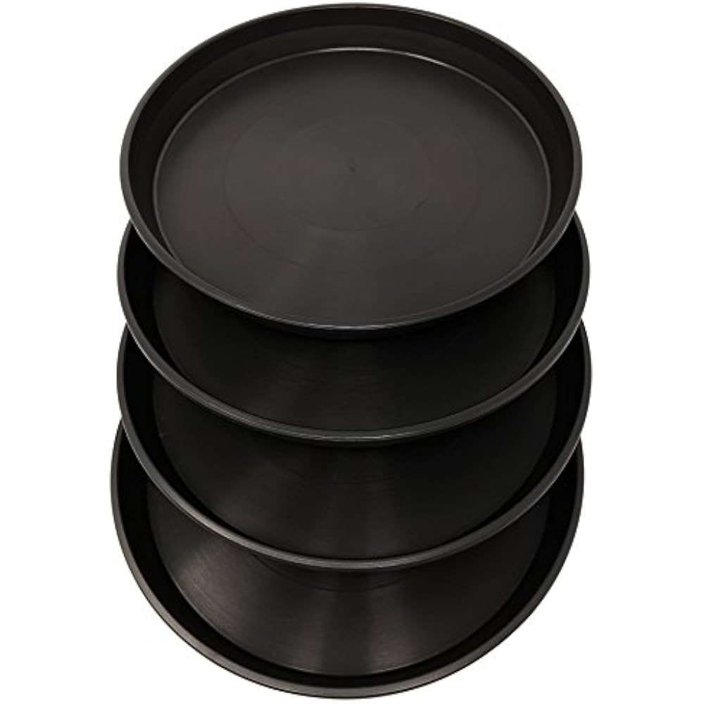 Round Plastic Plant Saucer Tray 16" (Color Black) Set Of 4 Units By