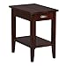 Laurent Narrow End Table, Solid Wood with Drawer and Shelf, Chocolate Cherry Brown, Perfect for Living Rooms, Bedrooms, and Small Spaces – Leick Home, 10506