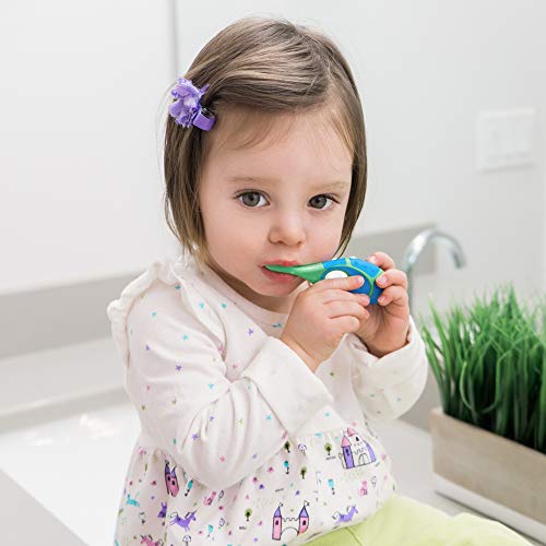 Baby/Toddler Small Teether Toothbrushes 4-Pack, Oral Hygiene, Blue and Green