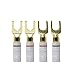 CERRXIAN Gold Plated 45 Degree Y Speaker Spade Connectors Fork Terminal Screw Locking Plug for DIY Speaker Wire,Insulated Connector Electrical Crimp Terminal (4pcs)