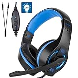 Gaming Headset for PS4 PC, Fuleadture Stereo Xbox One Gaming Headset with Mic, Noise Cancelling Over Ear Headphones with LED Light, Soft Memory Earmuffs for Nintendo Switch Laptop Mac