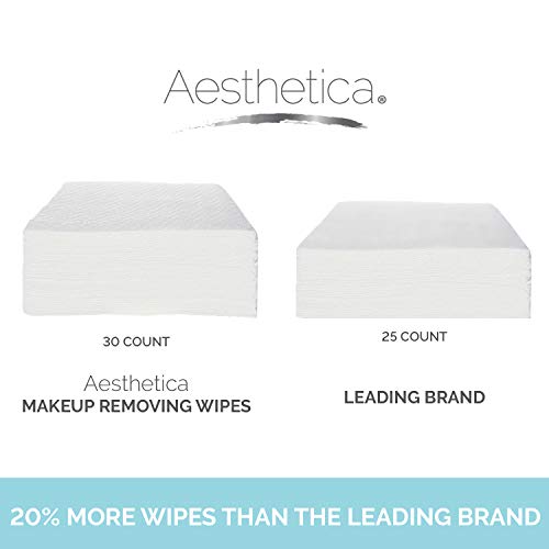 Aesthetica Makeup Removing Wipes - Facial Cleansing Towelettes - Hypoallergenic & Dermatologist Tested Make up Remover - Oil & Fragrance Free - Made in USA - 30 Ct (3 Pack) - Thumbnail 4