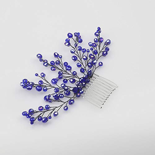 Fxmimior Bridal Women Navy Blue Vintage Crystal Rhinestone