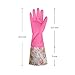 FireBee Rubber Cleaning Gloves Thick Waterproof Kitchen Dishwashing Gloves with Lining Household Latex Gloves (1 Pair,Purple Medium)