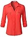 Luna Flower Women's Front Pocket Zipper Button Down Colorful Shirt Tops