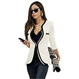 Ninimour-women's Slim Ol Blazer Jacket Suit Coat (S, white)