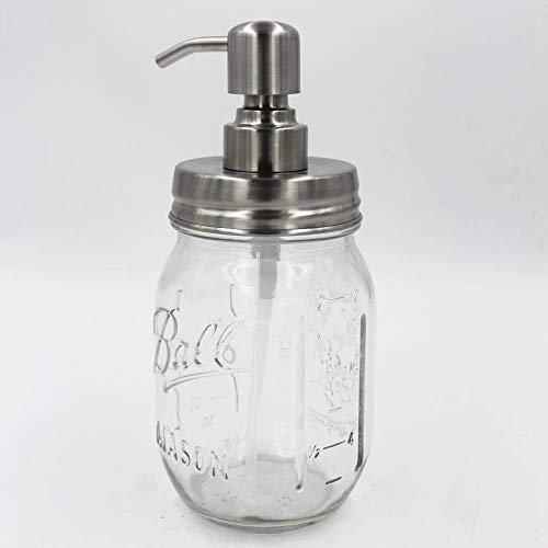 CHBKT Mason Jar Soap Dispenser, Silver Rust Proof Stainless Steel Lotion Dispenser with 16 Ounce Regular Mouth Mason Jar, Bathroom Accessories - Thumbnail 7