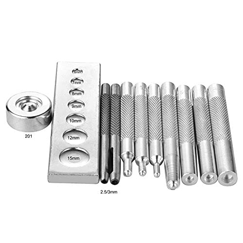 11pcs Punch Tool Punch Snap Kit, Leather Craft Snap Fastener Setter Rivet Setting Round Hole Punch Die Tools for Punch Hole and Install Rivet Button