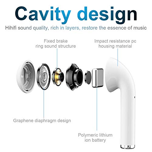 RUYIKA Wireless Headphones, 5.0 Bluetooth In-ear TWS Stereo Earphones Headset TWIN Earbuds, Compatible with iPhone/android/Samsung