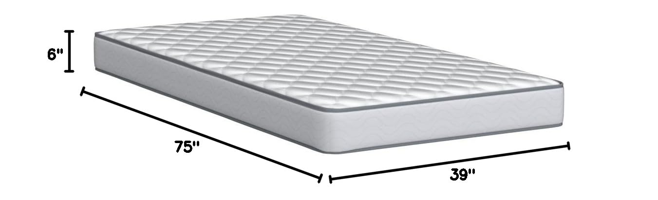 Linenspa 6 Inch Mattress - Firm Feel - Bonnell Spring with Foam Layer - Mattress in a Box - Youth or Kids Bed - Guest Bedroom - Durable and Breathable Support - Affordable - Twin Size