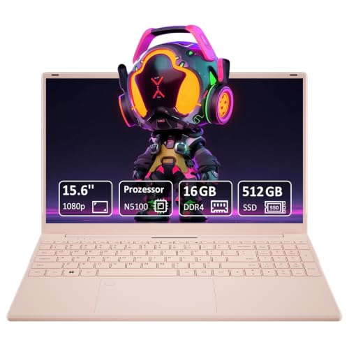 Auusda Laptop 15,6 Zoll, Prozessor N5100 (2,8 GHz), 16 GB RAM, 512 GB SSD | 1920×1080, 6000 mAh, Dualband-WiFi, Bluetooth 4.2, integrierte Webcam, leicht mit 1,6 kg
