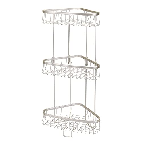 mDesign Metal 3Tier Bathroom Corner Shower Shelf Free Standing