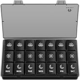 BUG HULL Weekly Pill Organizer 3X a Day, Daily 7 Day Medicine Pill Organizer 3 Times a Day, Travel Pill Case Container for Vi