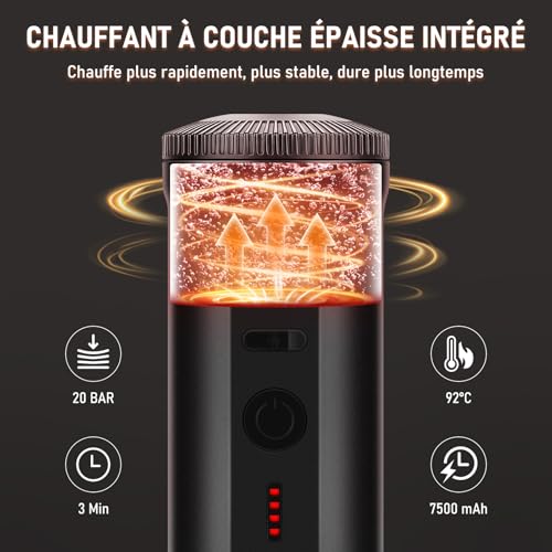 ICARE Portable Coffee Maker, 2 in 1 Portable Coffee Maker for NS Capsules and Ground Coffee, Self-Warming, USB-C Charging, Battery Indicator, for Camping, Hiking, Travel, Campervans(Black)