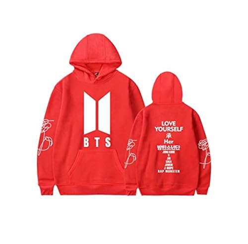 Kpop BTS Love Yourself Her Hoodie Album Same Style Bangtan Boys V  Rap-Monster Suga Jin Jimin J-Hope Jung Kook Sweater for Womens Mens  Sweatshirt Red