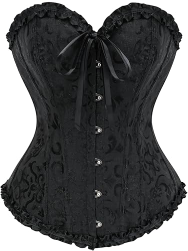Vrapo Bustier Corset Top for Women | Overbust Lace Up Waist Cincher Shapewear Lingerie