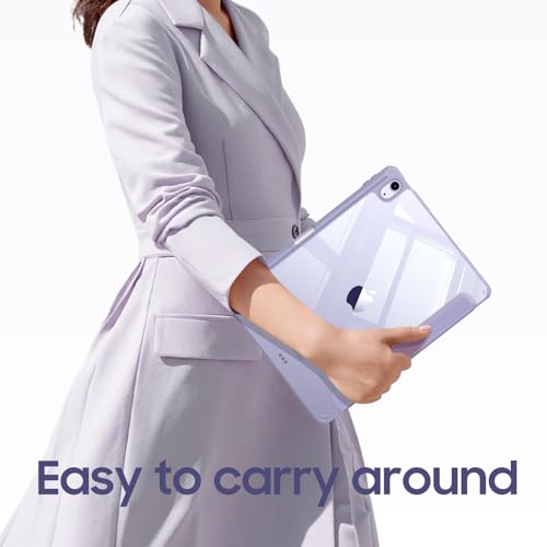 FINTIE Case for iPad Air 11 Inch M4/M3/M2 (2026/2025/2024) and iPad Air 5/4 10.9 Inches (2022/2020) – [Stylus Holder] Clear Transparent Shockproof Case, Lilac