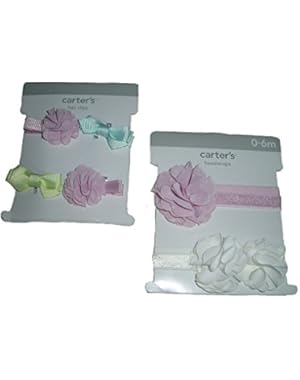 Spring Collection Baby Girl's 2 Head Wraps and 4 Hair Clip Set