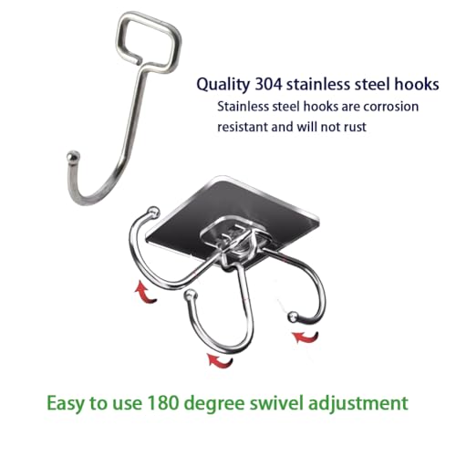 SULUNZEGER Adhesive Wall Hooks, Sticky Hook Hangers for Hanging Heavy Duty, Stick Hanger 20Kg Max, No Drill Strong Self Sticker Holder for Door, Organizer, Bathroom, Kitchen, Transparent, (20Pack)