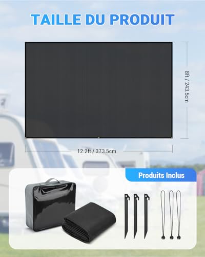 SUPAREE Sun Shade Awning Camping Car Sun Shade Caravan Wall Awning Camping Car Sun Blocker UV Protection Windshield Awning for Van RV 12ft x 8ft