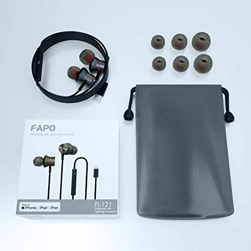 FAPO Earphones for iPhone, Earbuds with Lightning Connector, Lightning Headphones Earphones in-Ear Noise Isolation Compatible with iPhone 13 12 11 Xs Xr 8P 7P for Women/Men - MFi Certified