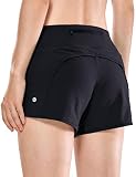 CRZ YOGA Women's Quick-Dry Athletic Sports Running Workout Shorts with Zip Pocket - 4 Inches Black 4''-R403 S