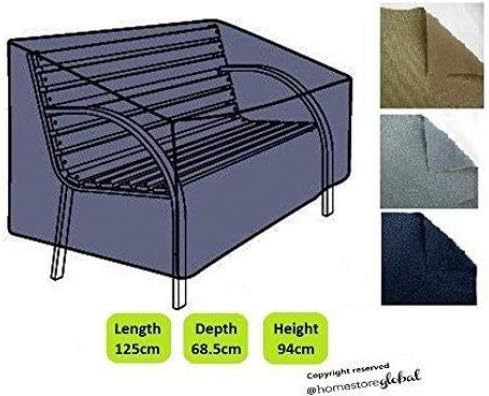 HomeStore Global Outdoor Cover for Bench Cover in Charcoal - Thick & Durable high-quality 600D Polyester Canvas with double stitched seams for extra strength, All-weather resistant and anti-humidity - Size approx : (L) 125 x (D) 68.5 x (H)94/63.5cm