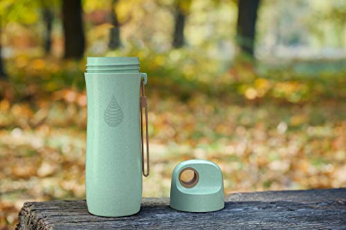 pH Conscious Filtered Water Bottle - Alkaline Water Filter Ionizer - Filtering Purifier Bottle - Made from Wheat Straw- Increase pH, Reduce Fluoride, Remove Heavy Metals & Chlorine, 16oz, 450ml