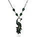SEGG JA321 Faux Emerald Peacock Pendant Necklace, Large Stunning Design Necklace